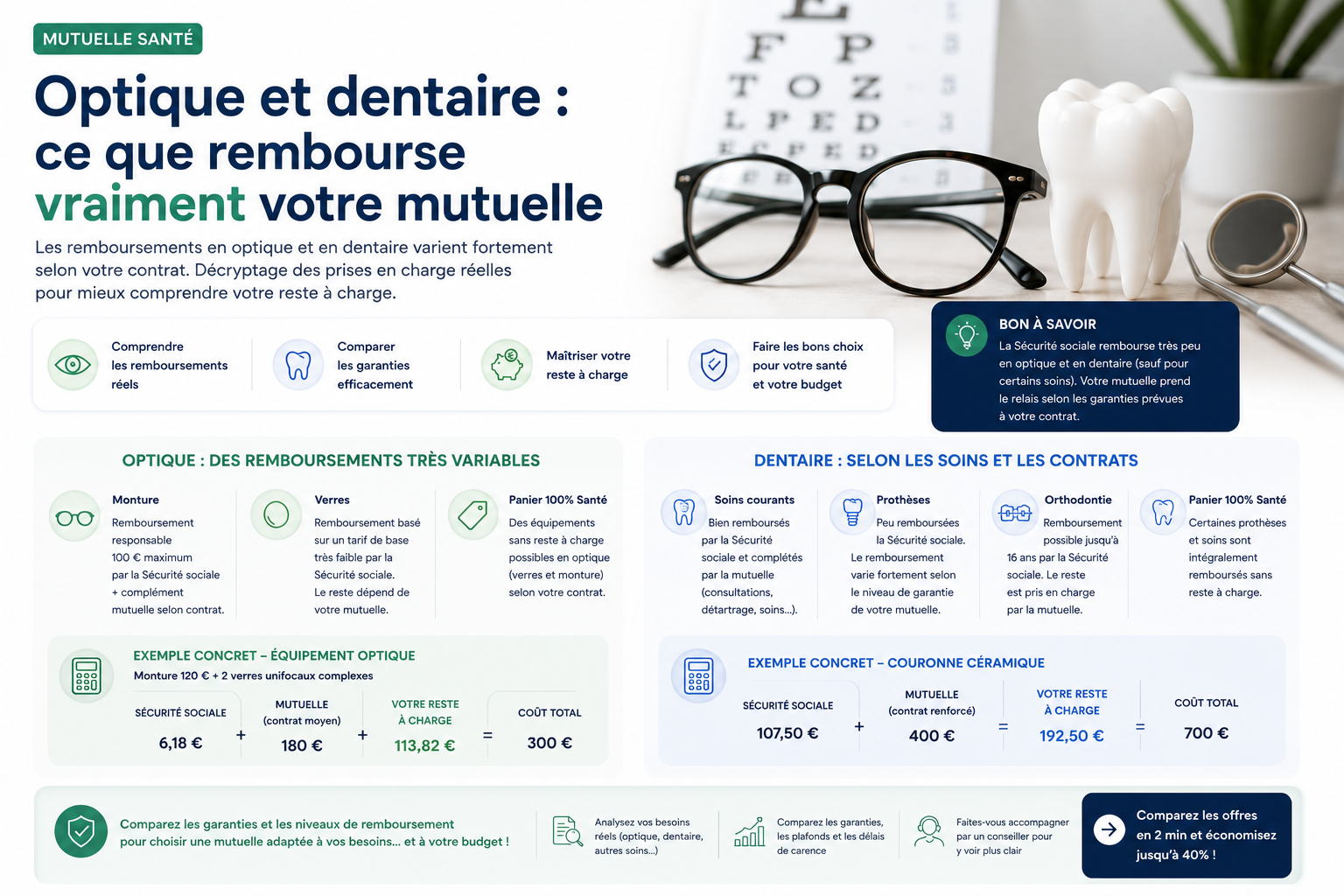Optique et dentaire : ce que rembourse vraiment votre mutuelle